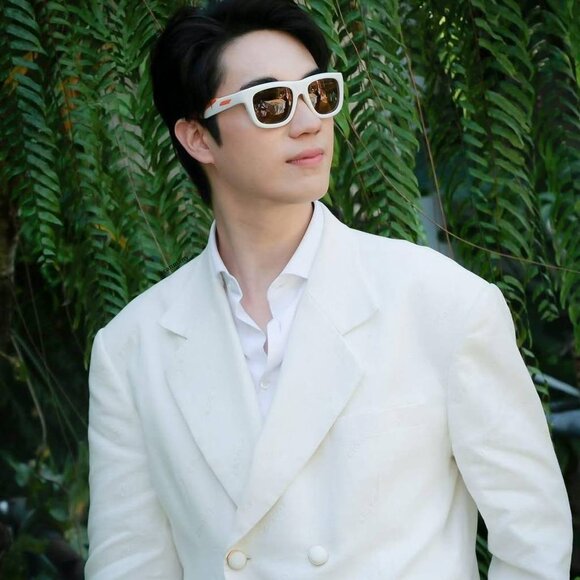 Bottega Veneta BV1233S 004 Sunglasses Ivory/Orange Square Frame, Brown Lenses - Picture 1 of 11